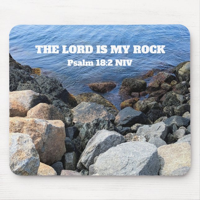  Blue Ocean Photo Lord is My Rock Bible Verse Mouse Mat (Front)