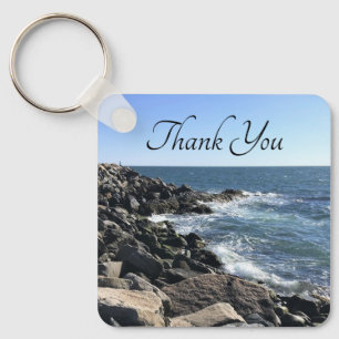 Blue Ocean Photo Thank You Customer Appreciation Key Ring
