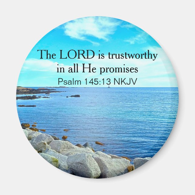 Blue Ocean Photo the Lord Is Trustworthy Christian Magnet (Front)