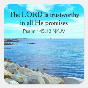 Blue Ocean Photo the Lord Is Trustworthy Christian Square Sticker