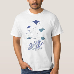 Blue Ocean Print Stingrays T-Shirt