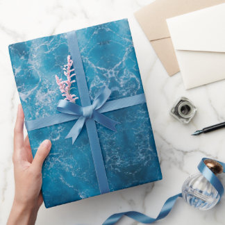Blue Ocean Rippling Waves Wrapping Paper – Water T