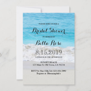 Blue Ocean Sand Wave Beach Bridal Shower Card