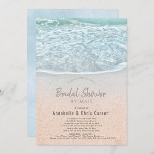 Blue Ocean & Sandy Beach Bridal Shower by Mail Invitation