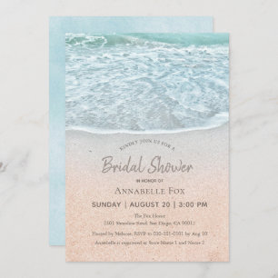Blue Ocean & Sandy Beach Bridal Shower Invitation