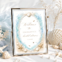 Blue Ocean Sandy Beach Bridal Shower Welcome