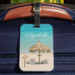 Blue Ocean Sandy Beach Photo Custom Name Luggage Tag<br><div class="desc">Personalise this beach themed luggage tag for your next trip. Designed for you by Blackberry Boulevard.</div>