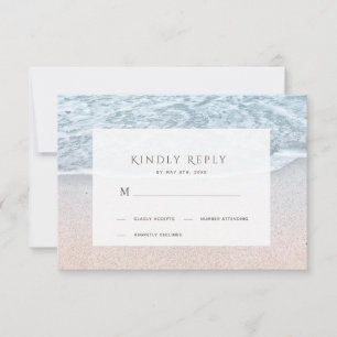 Blue Ocean & Sandy Beach Wedding RSVP Card