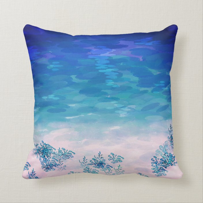 Blue Ocean Sea Beach Cushion Zazzle.co.uk
