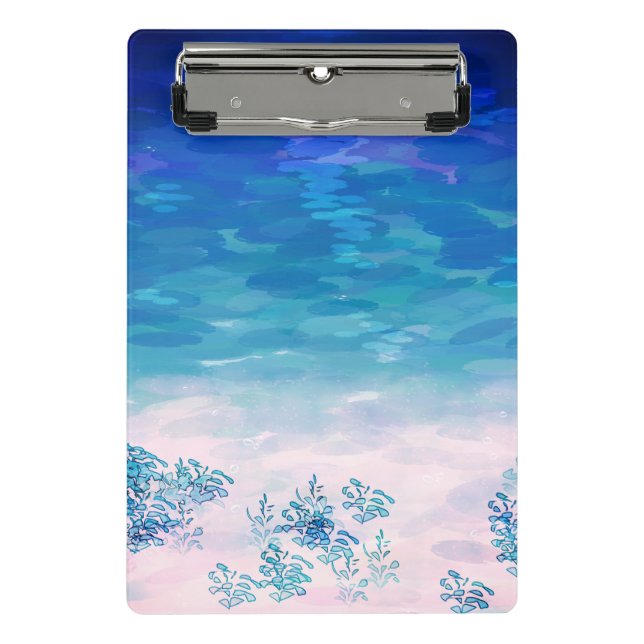 Blue Ocean Sea Beach Mini Clipboard (Front)