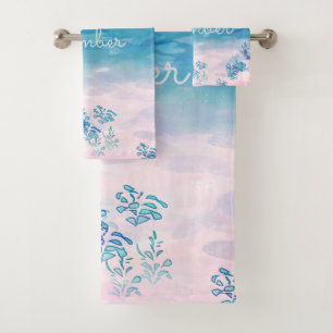 Blue Ocean Sea Beach Personalised Bath Towel Set