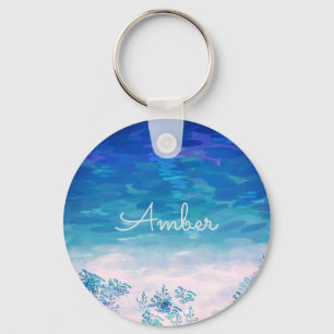 Blue Ocean Sea Beach Personalised Key Ring