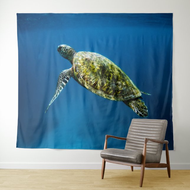 Blue ocean sea turtle tapestry (In Situ (Horizontal))