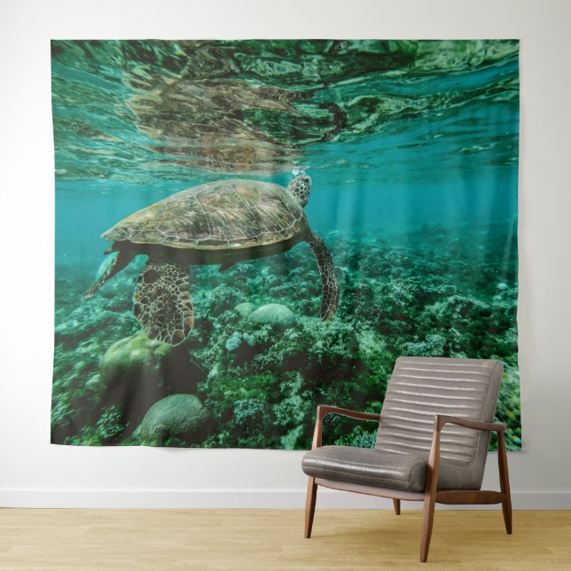 Blue ocean sea turtle tapestry (In Situ (Horizontal))