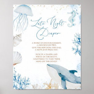 Blue Ocean Sea You Soon Summer Late Diaper Poster