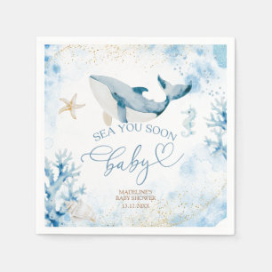 Blue Ocean Sea You Soon Summer Paper Napkin
