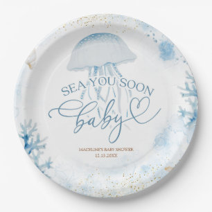 Blue Ocean Sea You Soon Summer Paper Plate