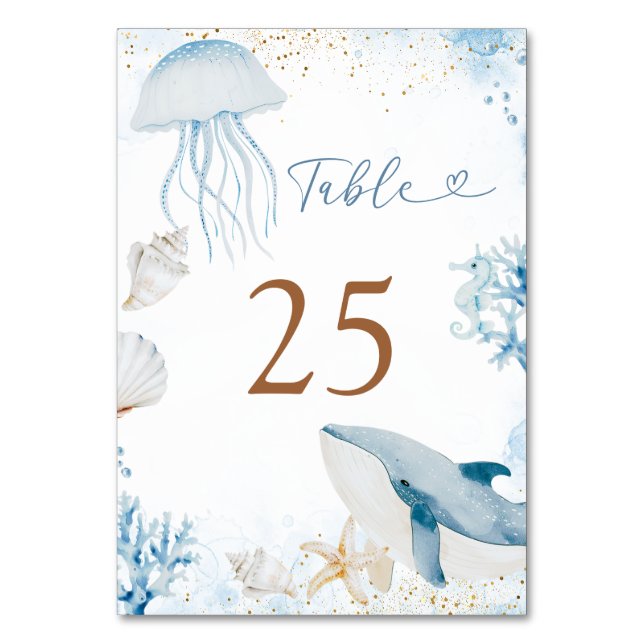 Blue Ocean Sea You Soon Summer Table Number (Front)