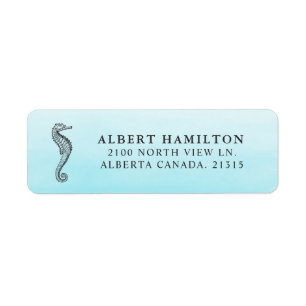 Blue Ocean Seahorse   Personalised Return Address