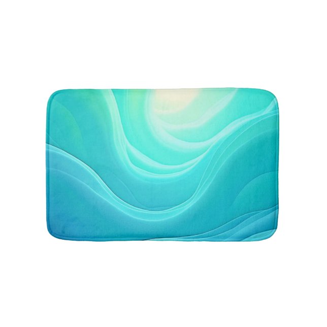 Blue Ocean Serenity Abstract Waves Design Bath Mat (Front)