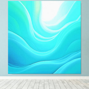 Blue Ocean Serenity Abstract Waves Design Canvas Print