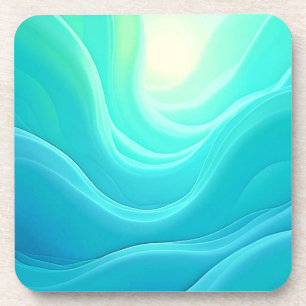 Blue Ocean Serenity Abstract Waves Design Coaster