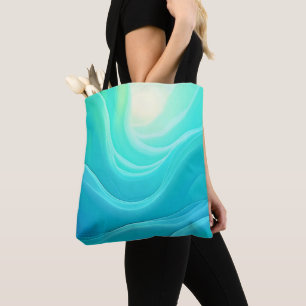 Blue Ocean Serenity Abstract Waves Design Tote Bag