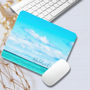 Blue Ocean Sky Vacation Vibe Personal Mouse Mat