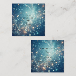 Blue Ocean Subtle gentle glitter background Square Business Card
