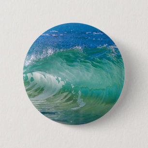 Blue Ocean Summer Beach Waves 6 Cm Round Badge