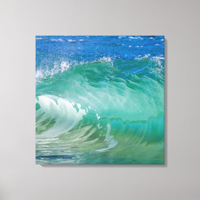 Blue Ocean Summer Beach Waves Canvas Print (Front)