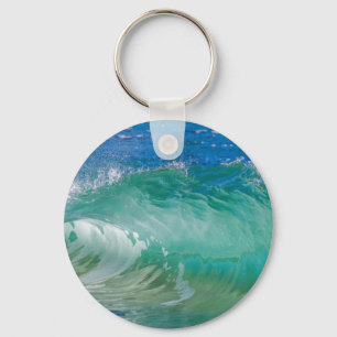 Blue Ocean Summer Beach Waves Key Ring