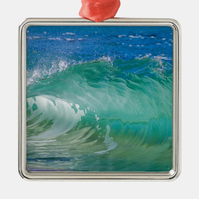 Blue Ocean Summer Beach Waves Metal Tree Decoration (Front)