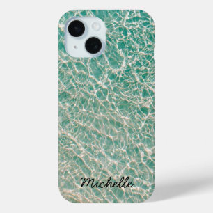 Blue Ocean Summer Beach Waves Personalised Name iPhone 15 Case