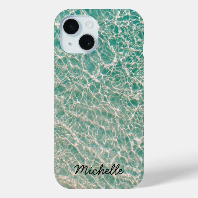 Blue Ocean Summer Beach Waves Personalised Name    Case-Mate iPhone Case (Back)