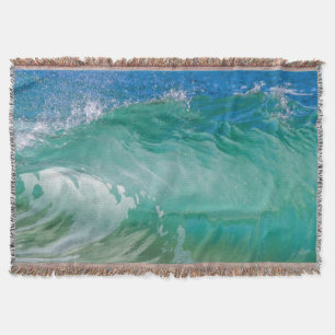 Blue Ocean Summer Beach Waves Throw Blanket