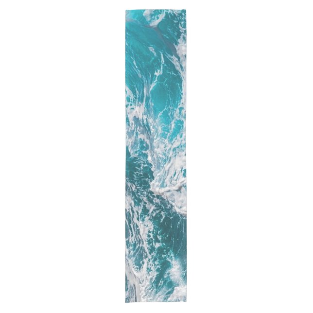 Blue Ocean Summer Waves Short Table Runner (Front)