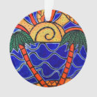 Blue Ocean Sunset Palm Trees Beach Waves Christmas