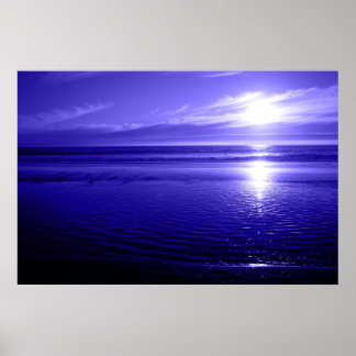 Blue Ocean Sunset Poster