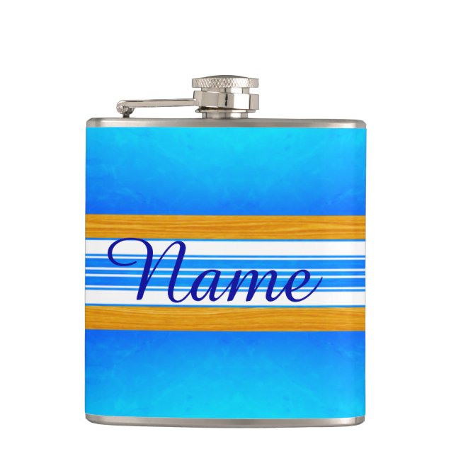 Blue Ocean Surfboard Hip Flask (Front)