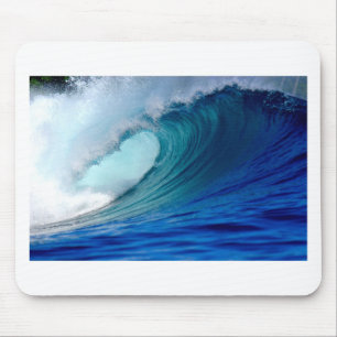 Blue ocean surfing wave mouse mat