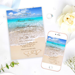 Blue Ocean Tropical Destination Beach Wedding Invitation