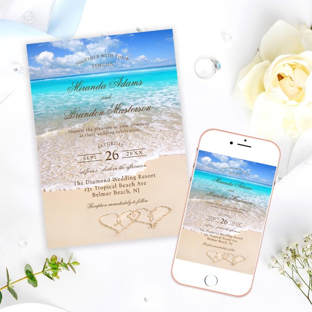 Blue Ocean Tropical Destination Beach Wedding Invitation (Creator Uploaded)