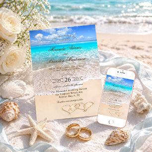 Blue Ocean Tropical Destination Beach Wedding Invitation
