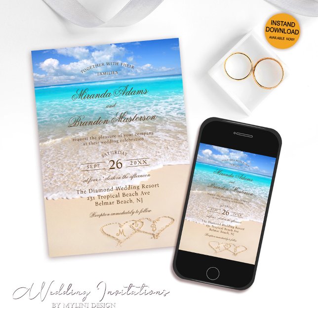 Blue Ocean Tropical Destination Beach Wedding Invitation (Creator Uploaded)