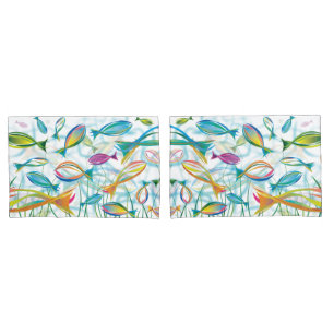 Blue Ocean Tropical Fish Swimming Pillowcase
