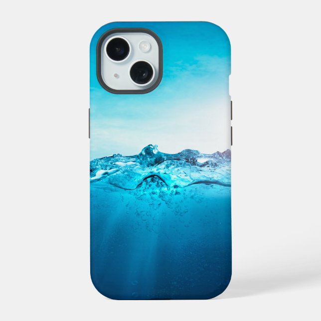 blue ocean underwater iPhone 15 case (Back)