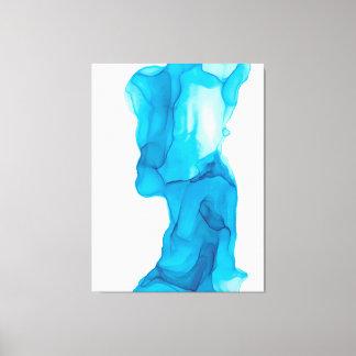 Blue Ocean Water Abstract 4322 Modern Alcohol Ink  Canvas Print