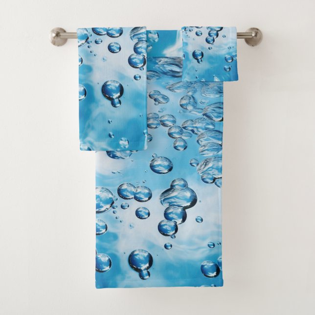 Blue Ocean Water Bath Towel Set (Insitu)