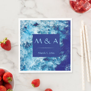 Blue Ocean Water Wedding Luncheon Napkin